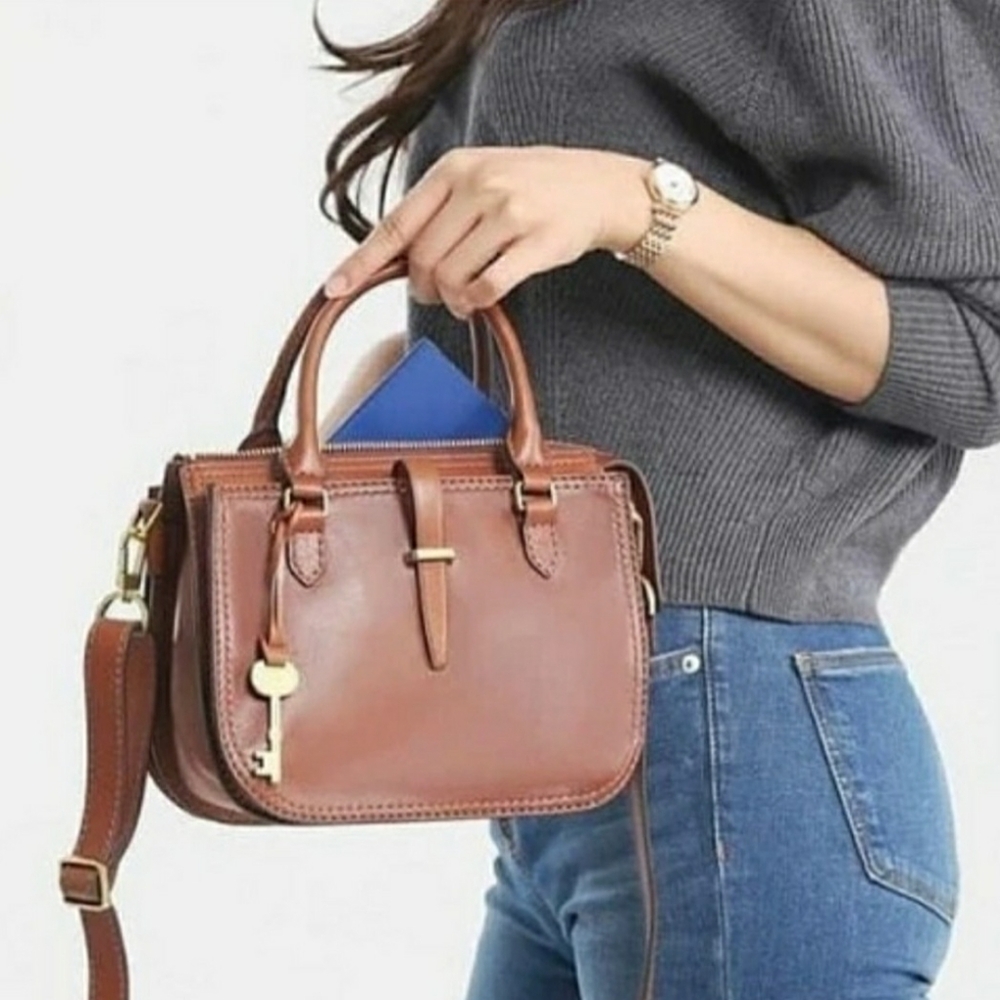 Fossil’s Mini Ryder Satchel Crossbody Brown Leather bag